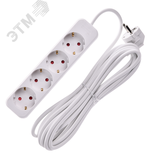 Удлинитель UMA У04 4 места 2P+PE 5м 3х1мм2 10А белый - фото 3