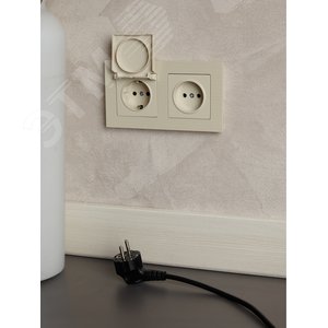 BRITE Розетка с заземлением с защитными шторками и крышкой 16А IP20 РСбш10-3-БрКр бежевый - фото 8