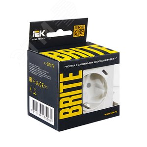 BRITE Розетка с заземлением с защитными шторками 16А с USB A+C 18Вт РЮш11-1-БрЖ жемчуг - фото 7
