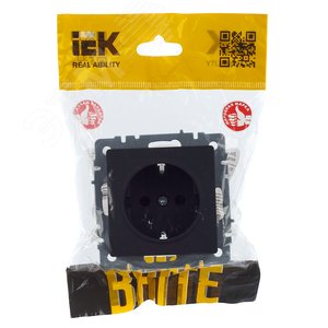 BRITE Розетка с заземлением с защитными шторками 16А РС14-1-0-БрГ графит - фото 7