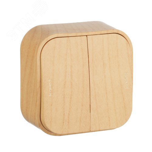 Изображение товара Выключатель 2-клавишный для открытой установки проходной 10А дерево QUTEO (шт)