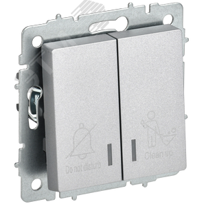 BRITE Выключатель 2-клавишный с индикацией для отелей 10А ВС10-2-9-БрА алюминий IEK - фото 1