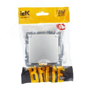 BRITE Розетка с заземлением с защитными шторками и крышкой 16А IP44 РСбш10-3-44-БрА алюминий - фото 3