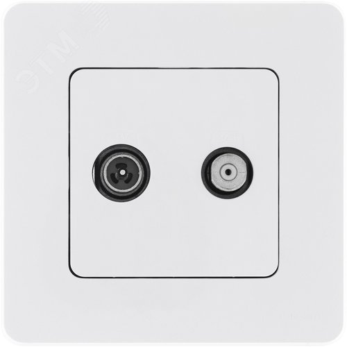 Розетка двойная TV+SAT тип звезда двухкабельная белый INSPIRIA - фото 2