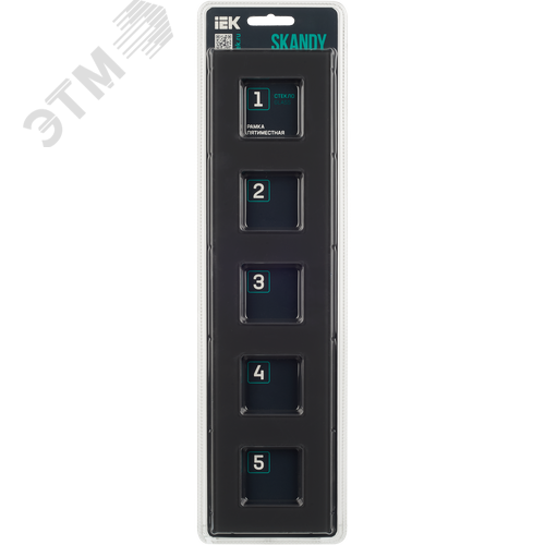 SKANDY Рамка 5-местная SK-F25G стекло графит IEK - фото 5