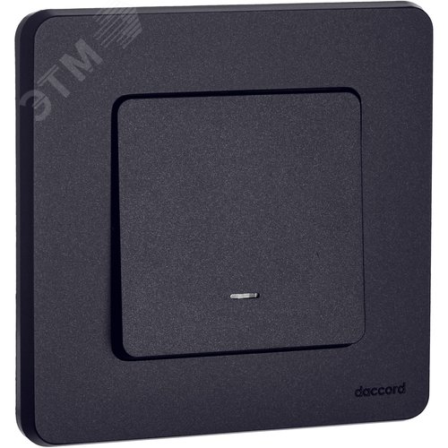 Выключатель 1-клавишный проходной с подсветкой/индикацией 10АХ безвинтовое крепление антрацит INSPIRIA - фото 2