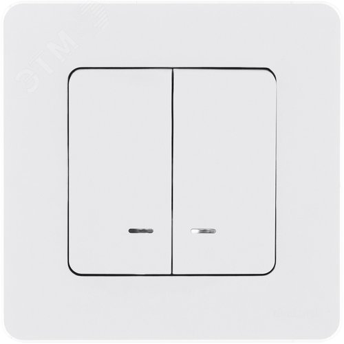 Выключатель 2-клавишный с подсветкой/индикацией 10АХ безвинтовое крепление белый INSPIRIA - фото 4