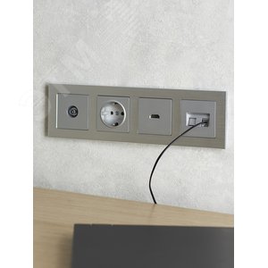 BRITE Рамка 4 поста РУ-4-1-БрА металл алюминий - фото 6