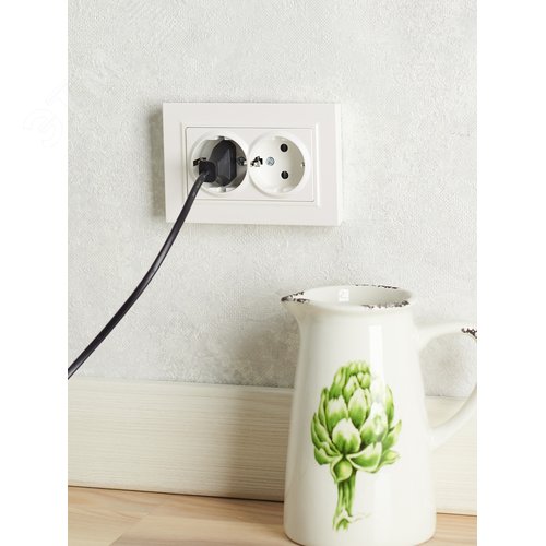 BRITE Розетка двойная с заземлением с защитными шторками 16А в сборе РСш12-3-БрЖ жемчуг - фото 3