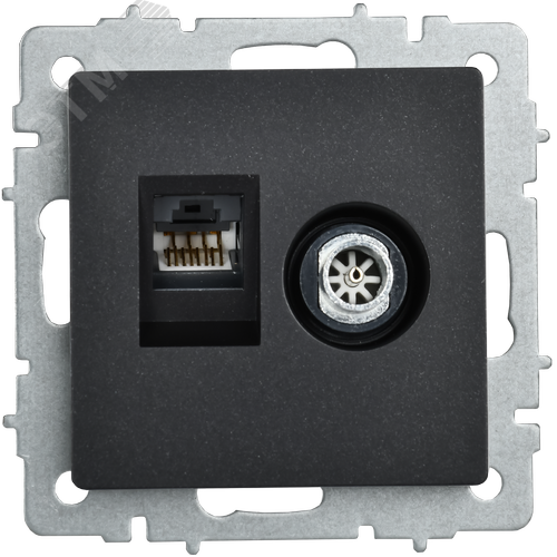 BRITE Розетка двойная TV+RJ45 кат.5E РТВ/РК12-БрЧ черный - фото 3