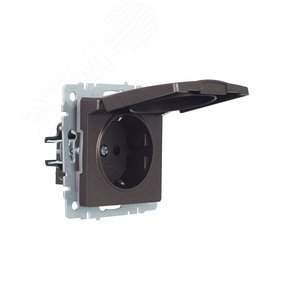 BRITE Розетка с заземлением с защитными шторками и крышкой 16А IP44 РСбш10-3-44-БрТБ темная бронза - фото 2