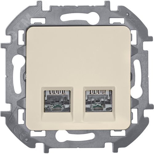 Розетка компьютерная двойная RJ45 категория 5Е UTP слоновая кость INSPIRIA - фото 2