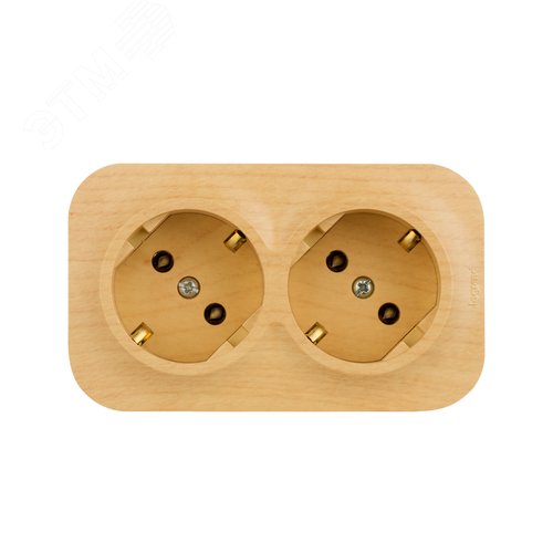 Розетка 2-местная для открытой установки с заземлением без защитных шторок с предварительным подключением 16А дерево QUTEO - фото 2