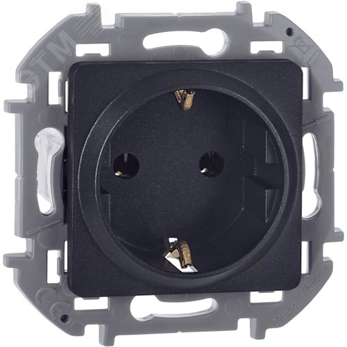 Розетка 1-местная с заземлением без защитных шторок 16А антрацит INSPIRIA - фото 1