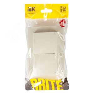 BRITE Розетка двойная с заземлением с защитными шторками и крышкой 16А в сборе IP44 РСбш12-3-44-БрКр бежевый - фото 7