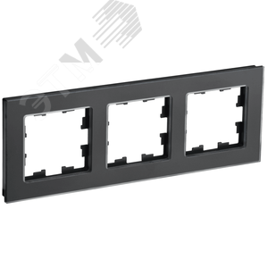 BRITE Рамка 3 поста РУ-3-2-Бр стекло черный матовый IEK - фото 1