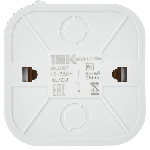GLORY Выключатель 1-клавишный для открытой установки 10А ВС20-1-0-ХБм белый матовый IEK - фото 2
