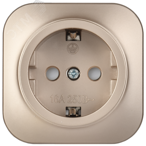 GLORY Розетка 1-местная для открытой установки с заземлением с защитными шторками 16А РСш20-3-ХШм шампань матовый IEK - фото 2
