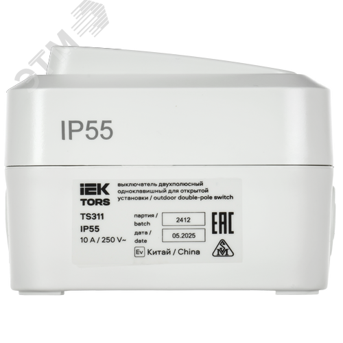 TORS Выключатель двухполюсный одноклавишный 10А IP55 TS311 белый IEK - фото 4