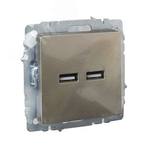 BRITE Розетка USB A+A 5В 3,1А РЮ10-1-БрШ шампань - фото 6