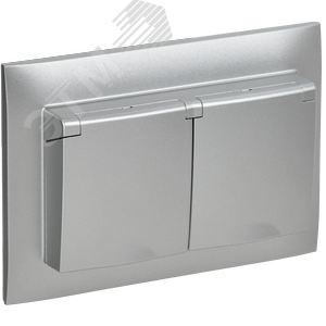 SKANDY Розетка 2-местная и крышкой 16А в сборе IP44 SK-R12S серебряный IEK - фото 1