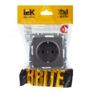 BRITE Розетка с заземлением с защитными шторками 16А РС14-1-0-БрС сталь - фото 7