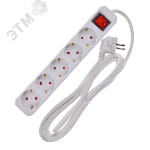 UMA Удлинитель У05К 5 мест 3м 3х1,5мм2 16А бел. IEK с кнопкой - фото 3