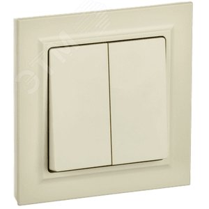 BRITE Выключатель двухклавишный 10А в сборе ВСР10-2-0-БрКр бежевый IEK - фото 1