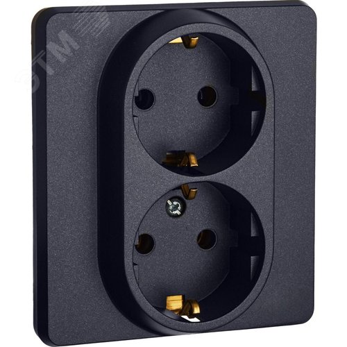 Изображение товара Розетка 2-местная с заземлением без защитных шторок 16А в сборе антрацит INSPIRIA (шт)
