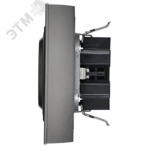 BRITE Розетка 2-местная с заземлением с защитными шторками плоская 16А в сборе РСшПл12-3-БрС сталь IEK - фото 5