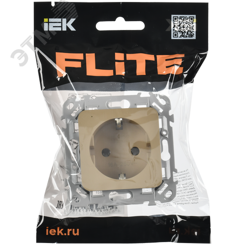 FLITE Розетка с заземлением без защитных шторок безвинтовое крепление 16А РС11-1-ФлХ хаки IEK - фото 2