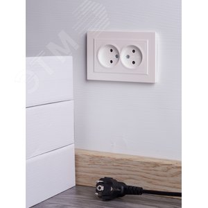 BRITE Розетка 2-местная без заземления с защитными шторками 10А в сборе РСш12-2-БрЖ жемчуг IEK - фото 6