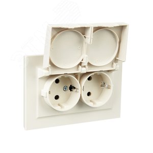 BRITE Розетка двойная с заземлением с защитными шторками и крышкой 16А в сборе IP44 РСбш12-3-44-БрКр бежевый - фото 6