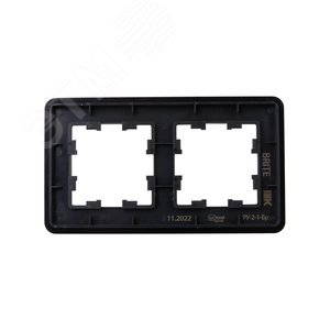 BRITE Рамка 2 поста РУ-2-1-Бр металл черный RE IEK - фото 3