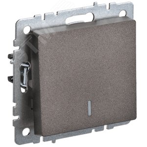 BRITE Выключатель одноклавишный проходной с индикацией 10А ВС10-1-7-БрТБ темная бронза IEK - фото 1