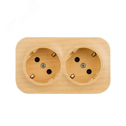 Розетка 2-местная для открытой установки с заземлением с защитными шторками с предварительным подключением 16А дерево QUTEO - фото 2