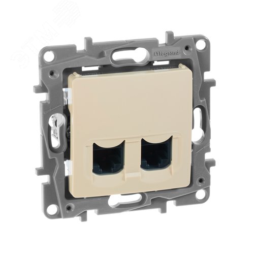 Розетка компьютерная двойная RJ45 категория 6 UTP слоновая кость ETIKA - фото 1