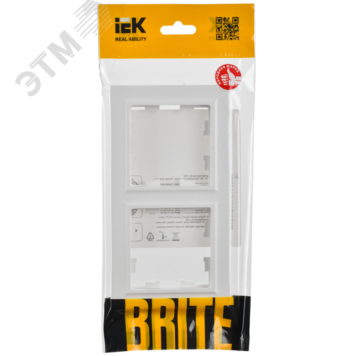 BRITE Рамка 2-местная РУ-2-БрАБ арктический белый IEK - фото 6