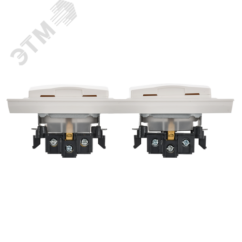 BRITE Комплект 1-местная с заземлением с защитными шторками и крышкой 16А IP44 2 штуки в сборе с двойной рамкой РСбш10-3-44-БрБ белый - фото 3