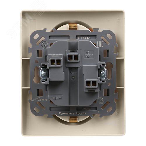 Розетка 2местная с заземлением с защитными шторками 16А в сборе слоновая кость ETIKA - фото 2