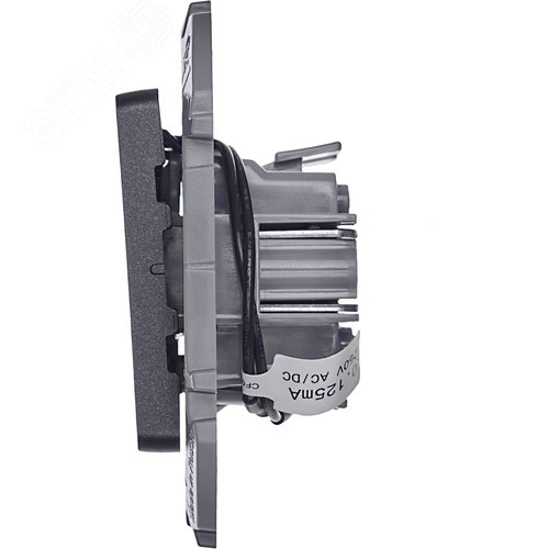 Выключатель 2-клавишный с подсветкой/индикацией 10АХ безвинтовое крепление антрацит INSPIRIA - фото 2