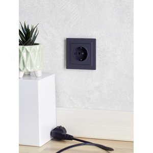 BRITE Розетка с заземлением без защитных шторок 16А РС11-1-0-БрГ графит - фото 8