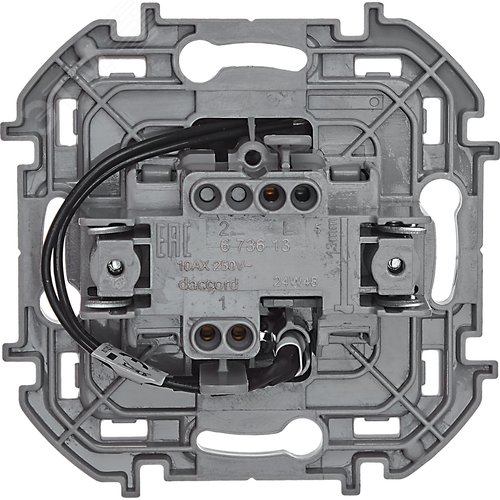 Выключатель 1-клавишный с подсветкой/индикацией 10АХ безвинтовое крепление антрацит INSPIRIA - фото 2