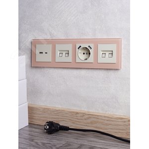 BRITE Рамка 4 поста РУ-4-2-БрП стекло персиковый матовый IEK - фото 5