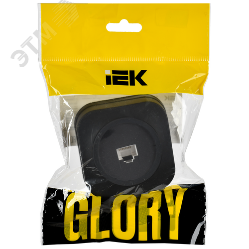 GLORY Розетка для открытой установки компьютерная RJ45 кат.5E РК10-ХЧм черный матовый IEK - фото 2