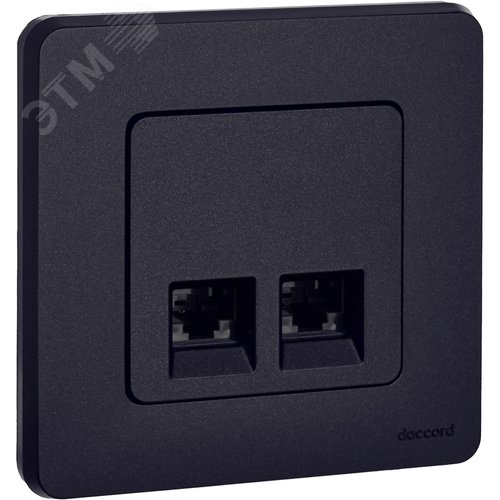 Розетка компьютерная двойная RJ45 категория 6 UTP антрацит INSPIRIA - фото 3