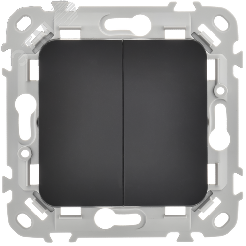 FLITE Выключатель 2-клавишный 10А ВС12-1-0-ФлЧ черный IEK - фото 2