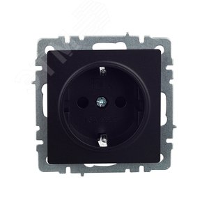 BRITE Розетка с заземлением с защитными шторками 16А РС14-1-0-БрЧ черный - фото 2