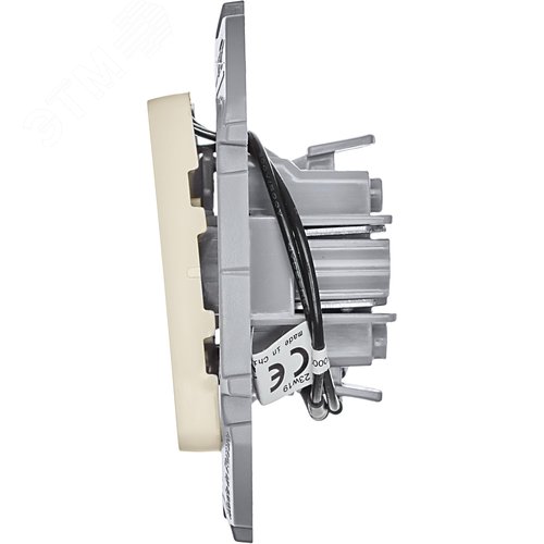 Выключатель 2-клавишный с подсветкой/индикацией 10АХ безвинтовое крепление слоновая кость INSPIRIA - фото 3