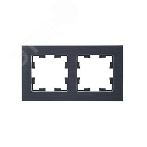 BRITE Рамка 2 поста РУ-2-1-БрА металл алюминий - фото 2